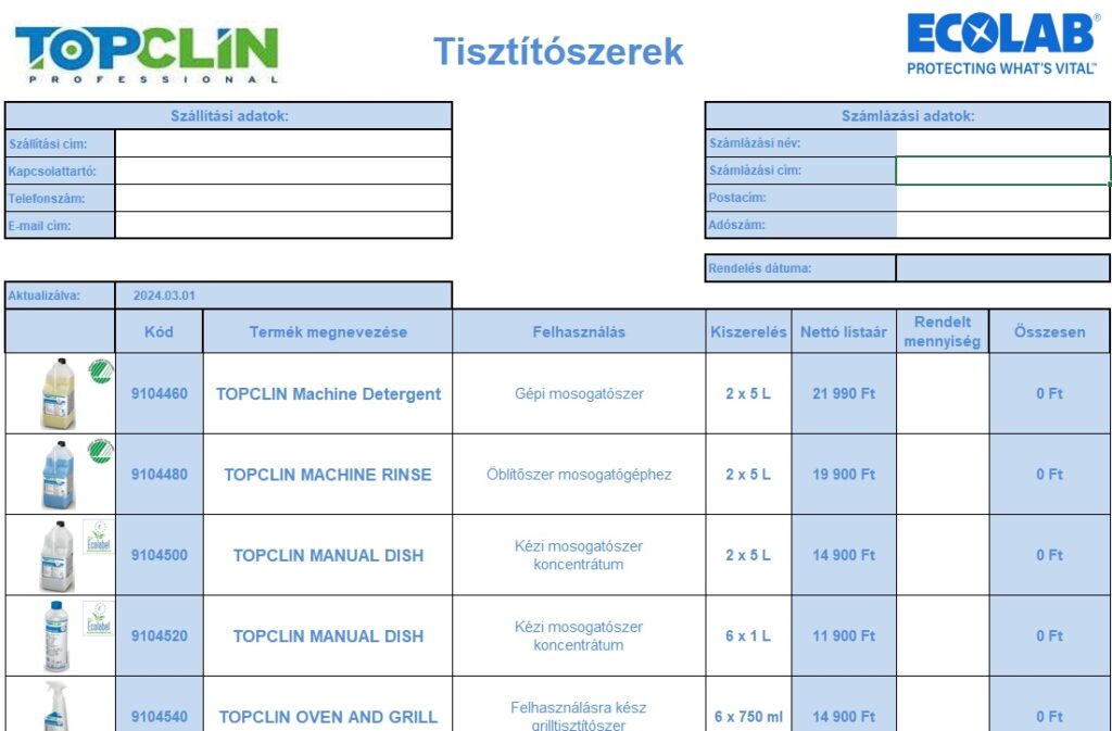 Topclin professzionális tisztítószerek a közösségi helyiségek, illemhelyiségek, konyhák tisztaságáért! >> Topclin Magyarország Kft.